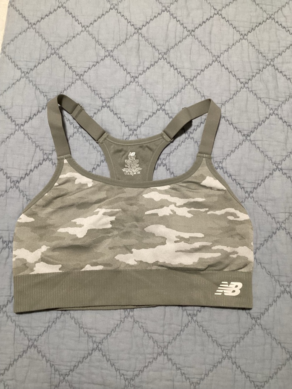 *New Balance Olive Camo Seamless Racerback Sports Bra